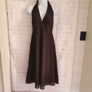 New J.Crew Brown Seersucker Cotton Halter Dress 2